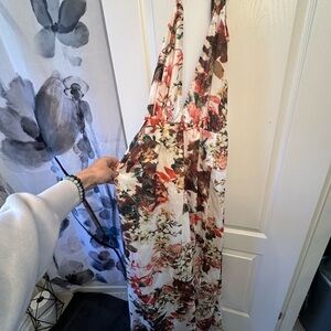 green tie dye print plisse cowl plunge maxi dress Sophwithlove on LTK